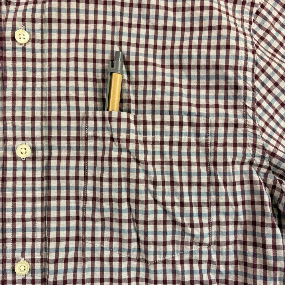 Banana Republic Mens Soft Wash Slim Fit Button Down Shirt Large Red Blue Check
